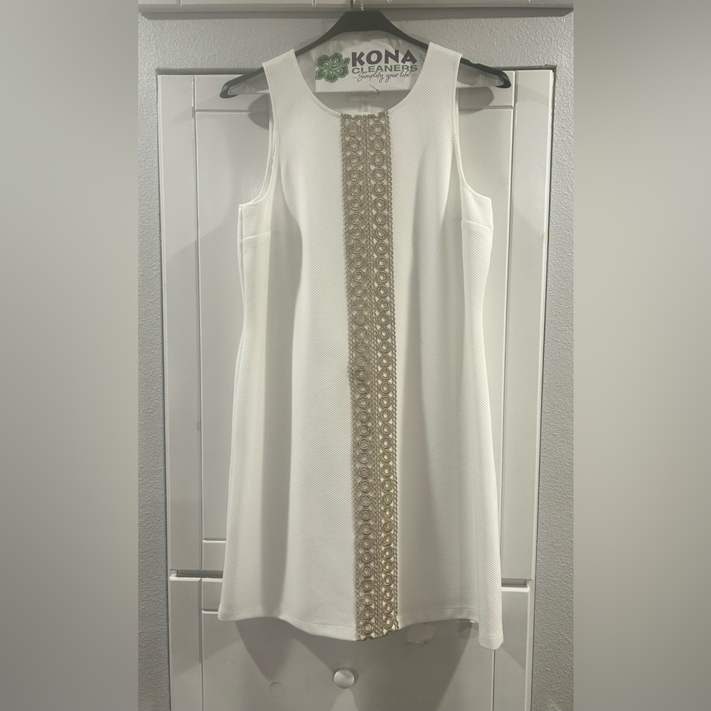 Pappagallo White Dress with Gold Detailing